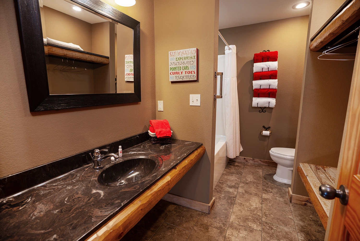 Bathroom of a One-Bedroom Cottage at Santa's Cottages.