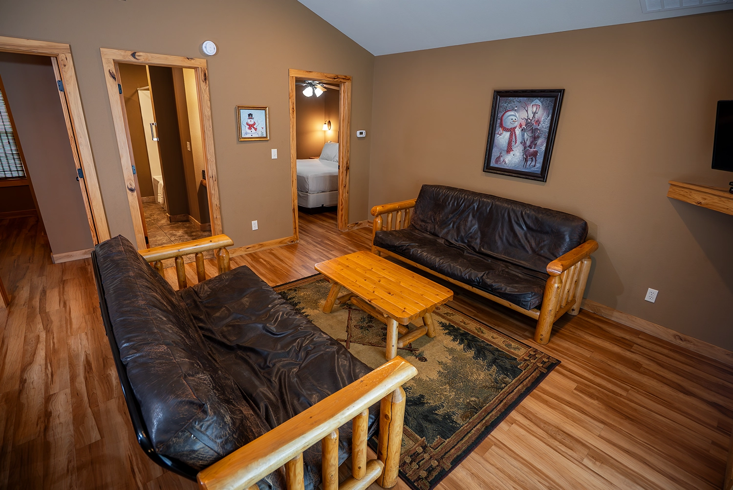 The Living Room of a Stables Cottage at Santa's Cottages.