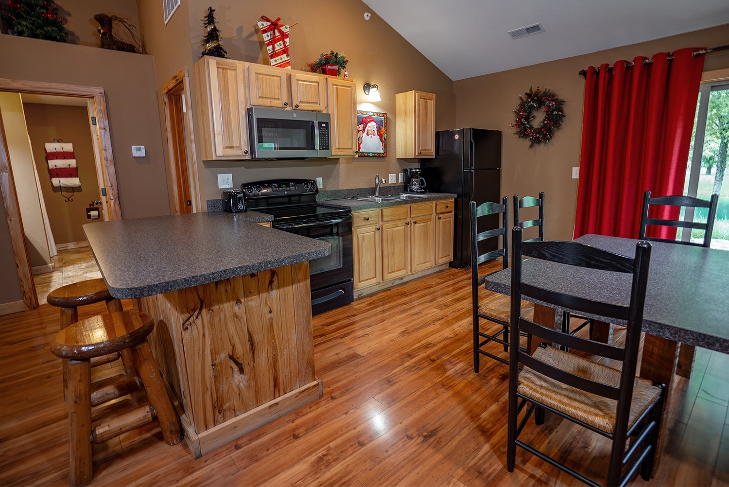 The kitchen of a Bells cottage at Santa's Cottages.