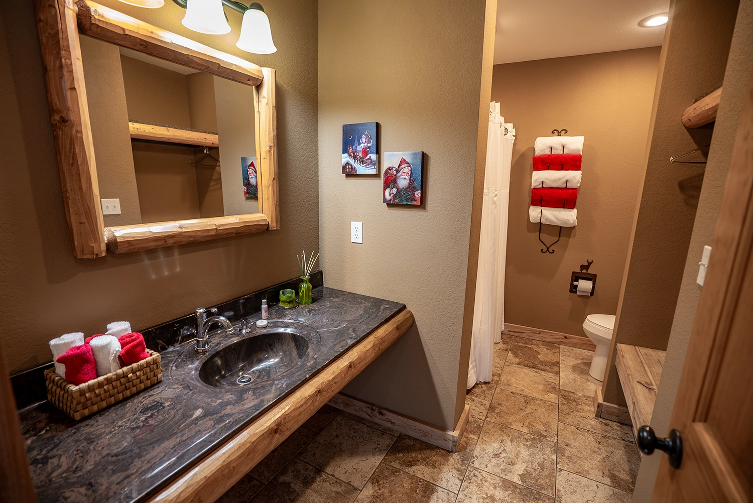 The main Bathroom of a Bells cottage at Santa's Cottages.